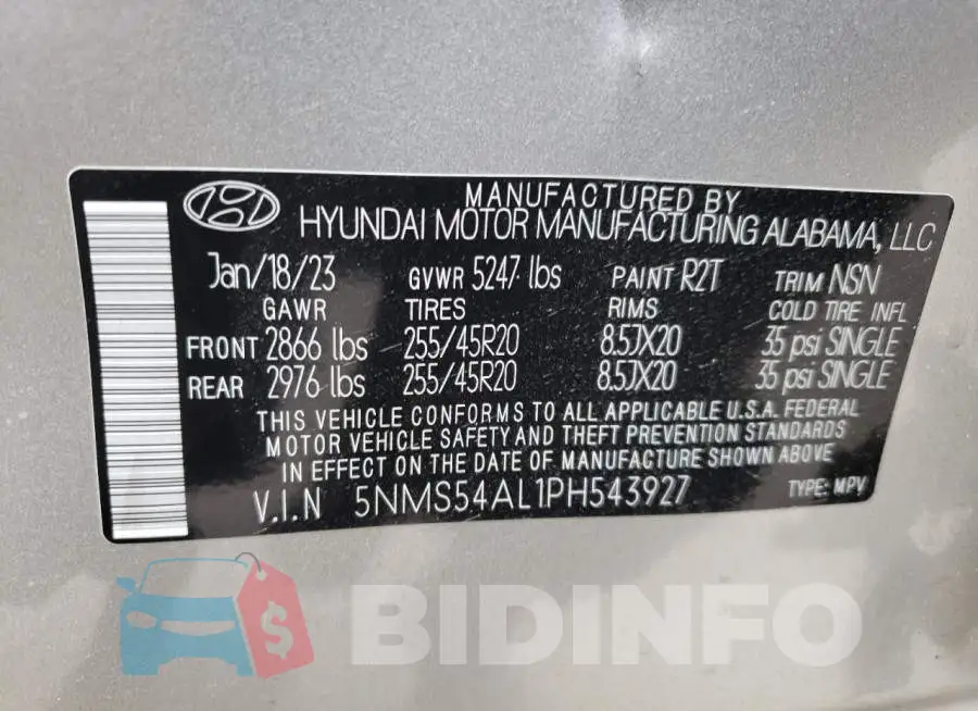 5NMS54AL1PH543927 Photo# 12