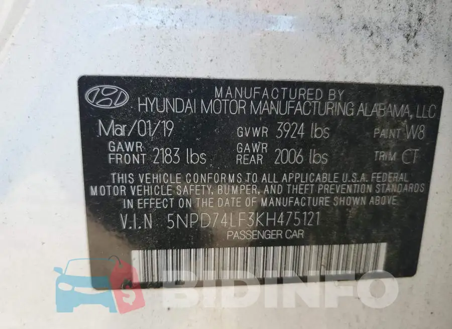 5NPD74LF3KH475121 Photo# 12