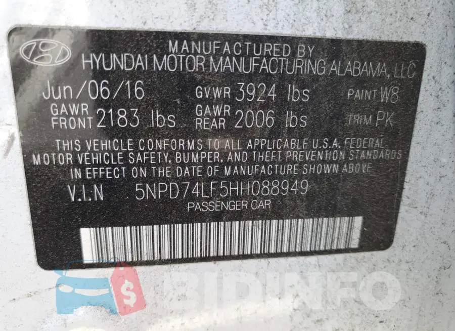 5NPD74LF5HH088949 Photo# 12