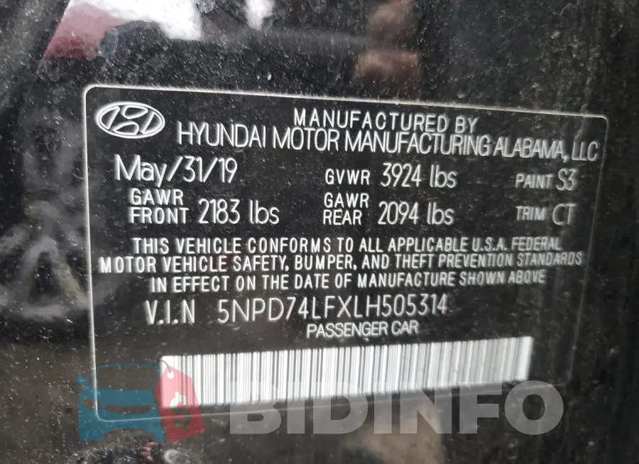 5NPD74LFXLH505314 Photo# 12