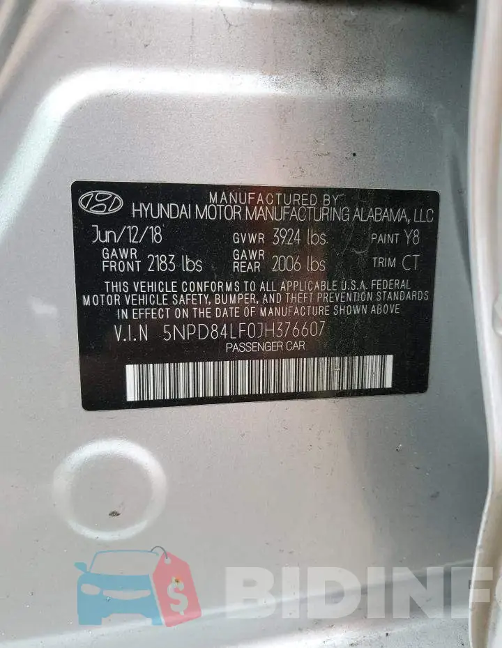 5NPD84LF0JH376607 Photo# 13