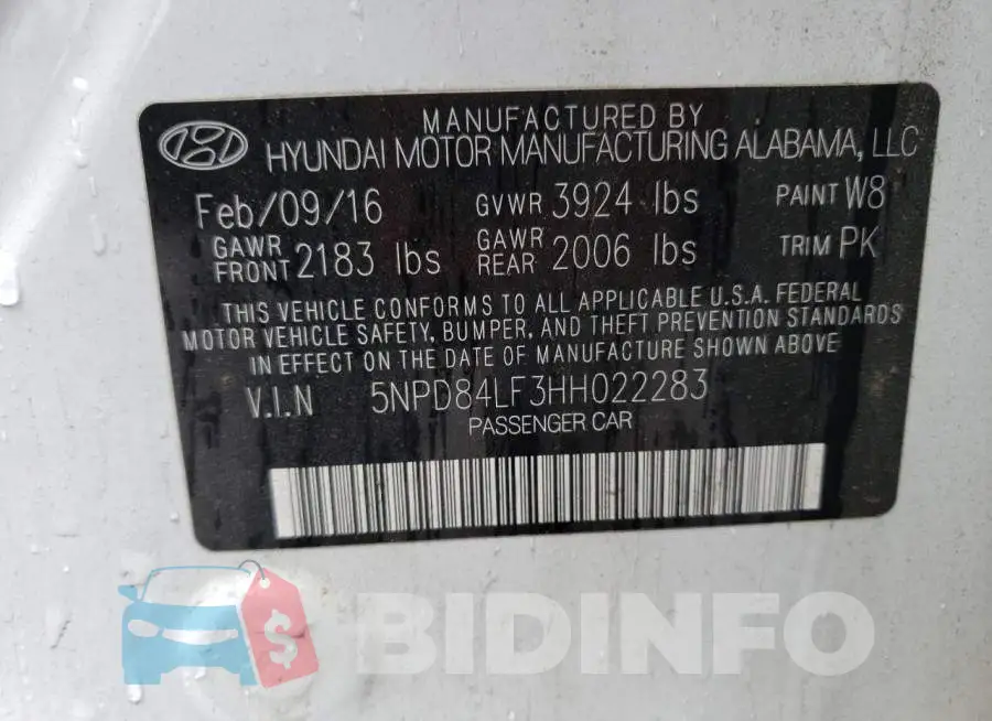 5NPD84LF3HH022283 Photo# 12