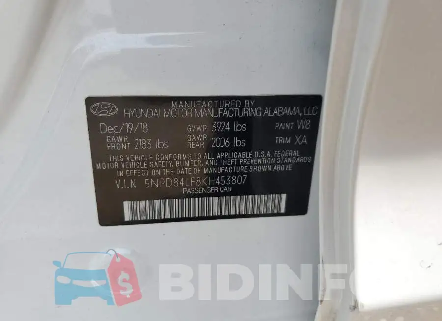 5NPD84LF8KH453807 Photo# 12