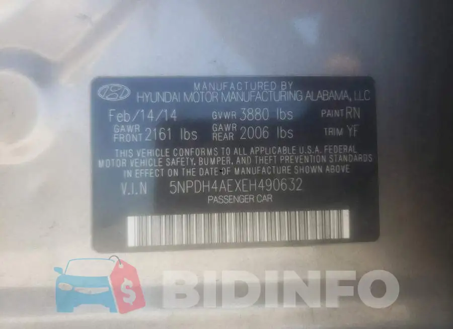 5NPDH4AEXEH490632 Photo# 12