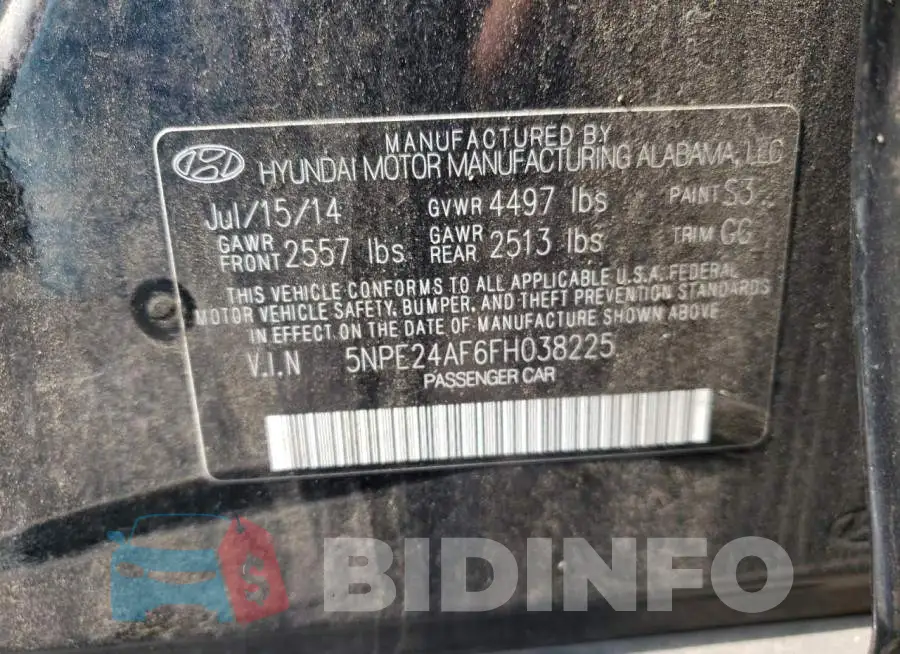 5NPE24AF6FH038225 Photo# 12