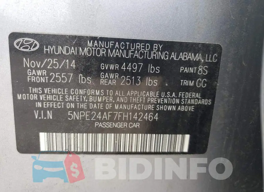 5NPE24AF7FH142464 Photo# 12