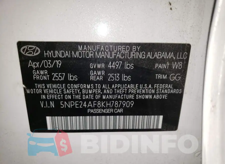 5NPE24AF8KH787909 Photo# 12