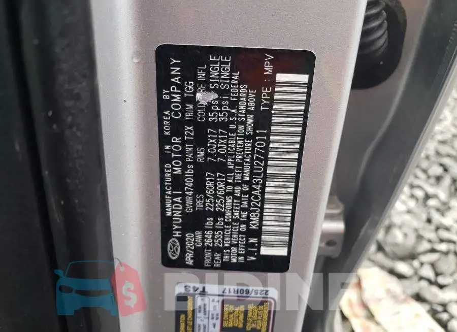 KM8J2CA43LU277011 Photo# 13