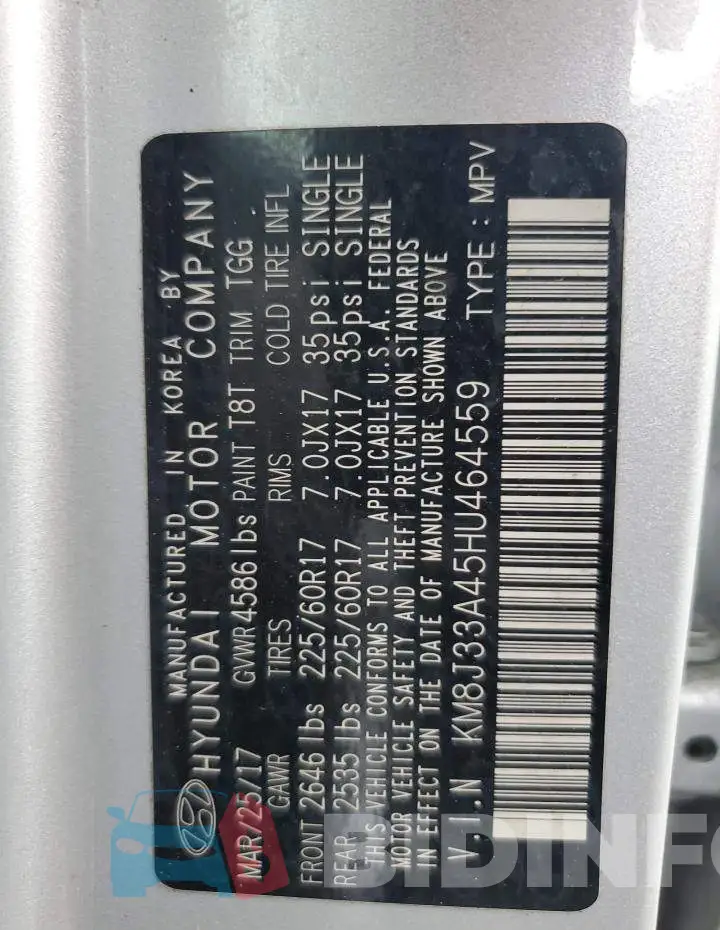 KM8J33A45HU464559 Photo# 14