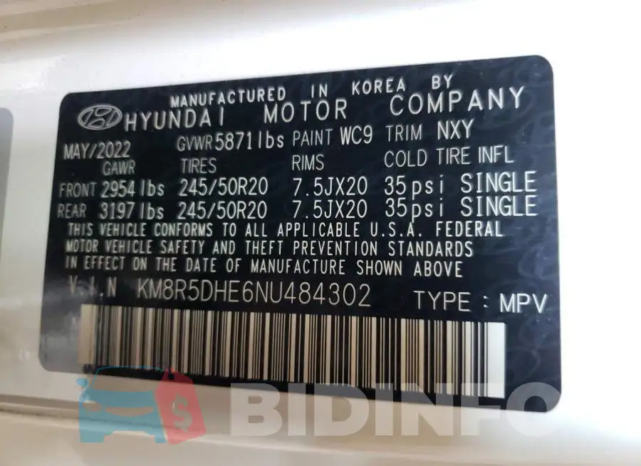 KM8R5DHE6NU484302 Photo# 13