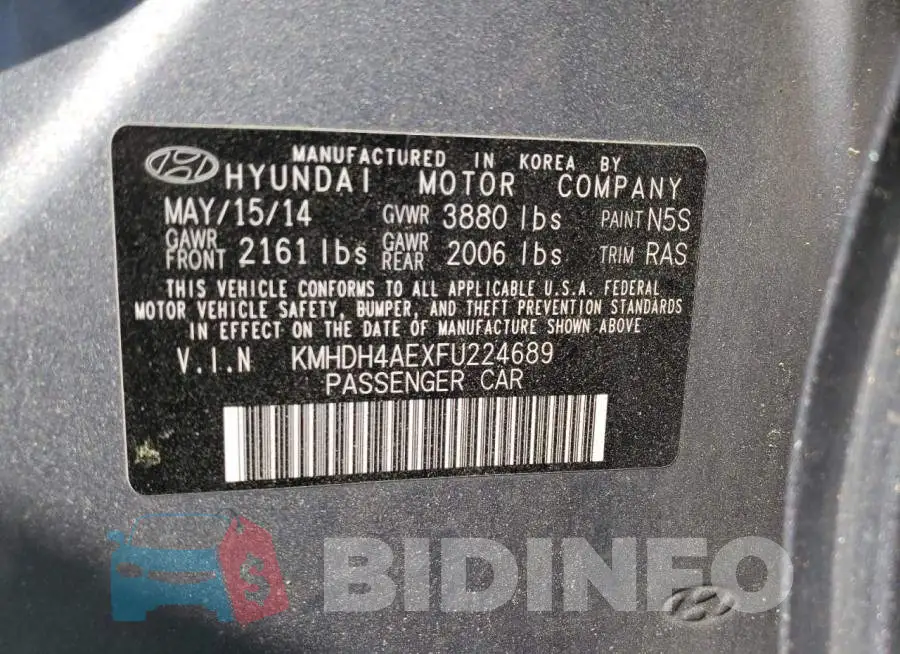 KMHDH4AEXFU224689 Photo# 12