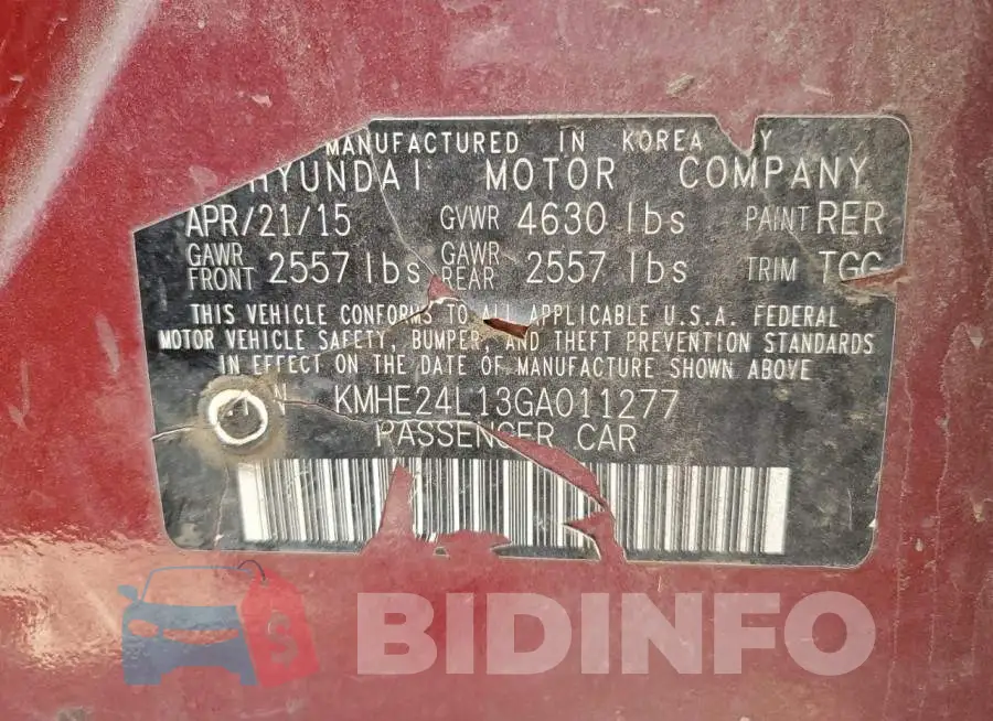 KMHE24L13GA011277 Photo# 12