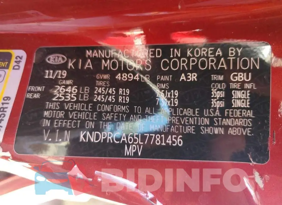 KNDPRCA65L7781456 Photo# 14