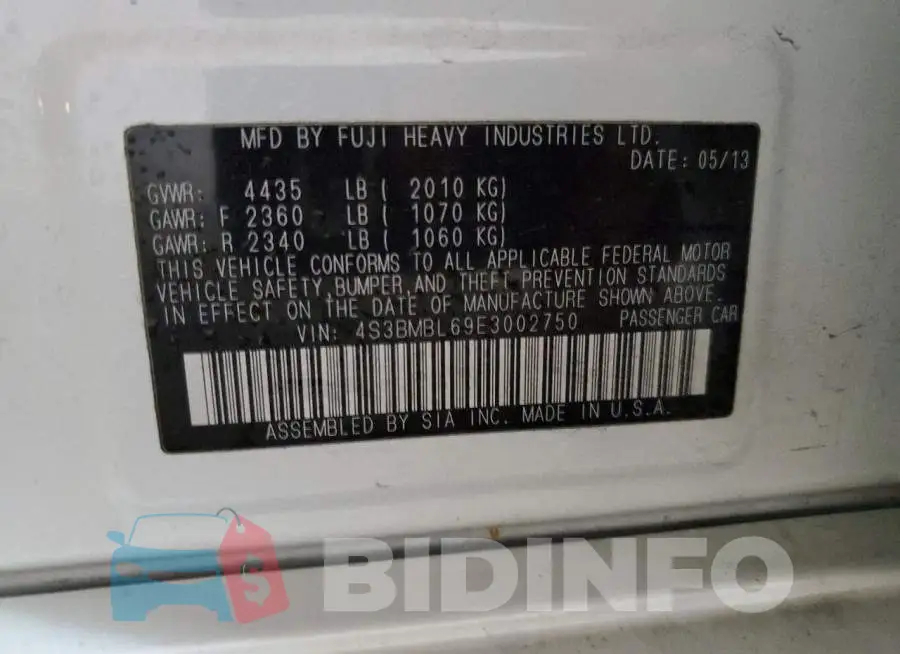 4S3BMBL69E3002750 Photo# 12