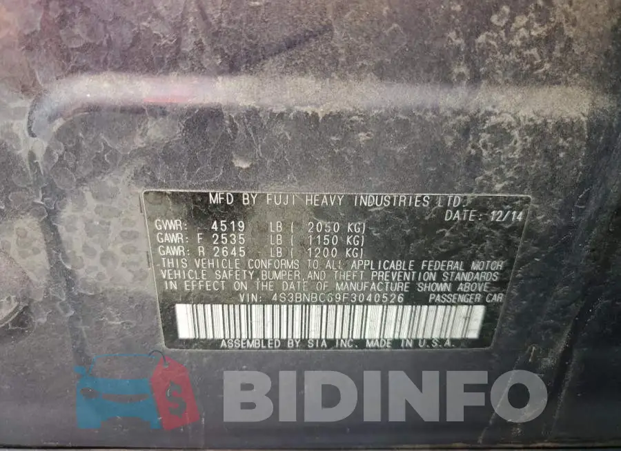 4S3BNBC69F3040526 Photo# 12