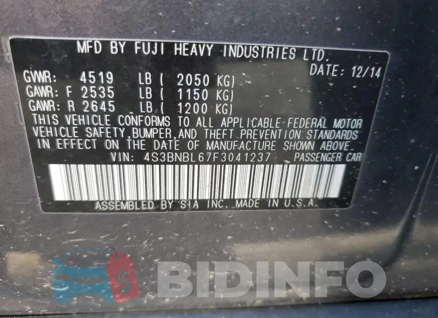 4S3BNBL67F3041237 Photo# 13
