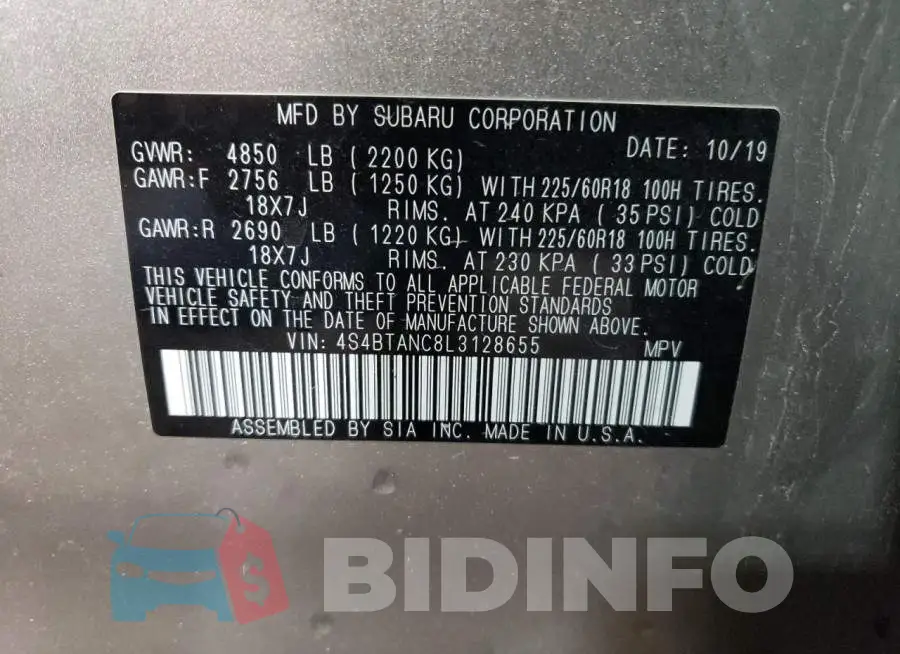4S4BTANC8L3128655 Photo# 14