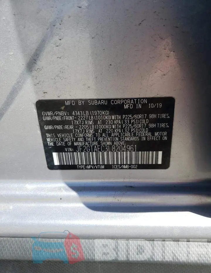 JF2GTAEC3L8204961 Photo# 12