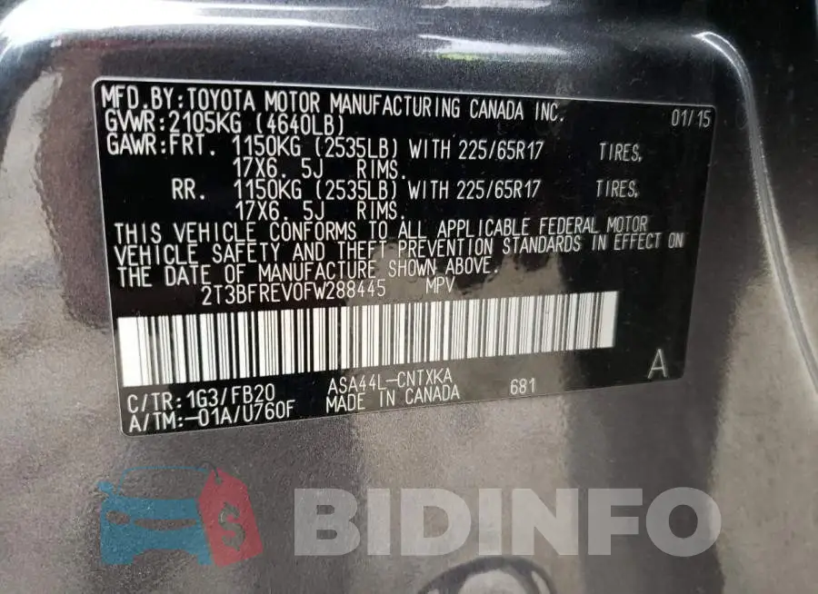 2T3BFREV0FW288445 Photo# 13