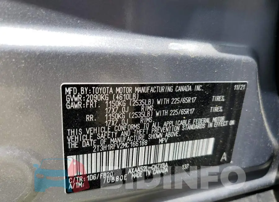 2T3H1RFV2MC166188 Photo# 13