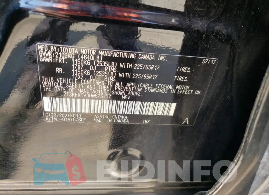2T3RFREV0HW675157 Photo# 14
