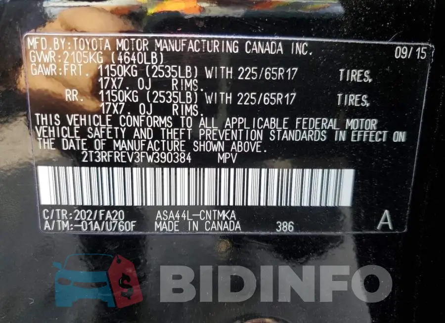 2T3RFREV3FW390384 Photo# 12