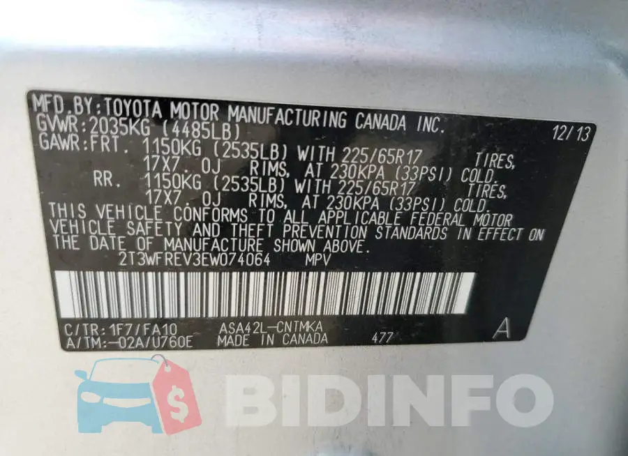 2T3WFREV3EW074064 Photo# 14