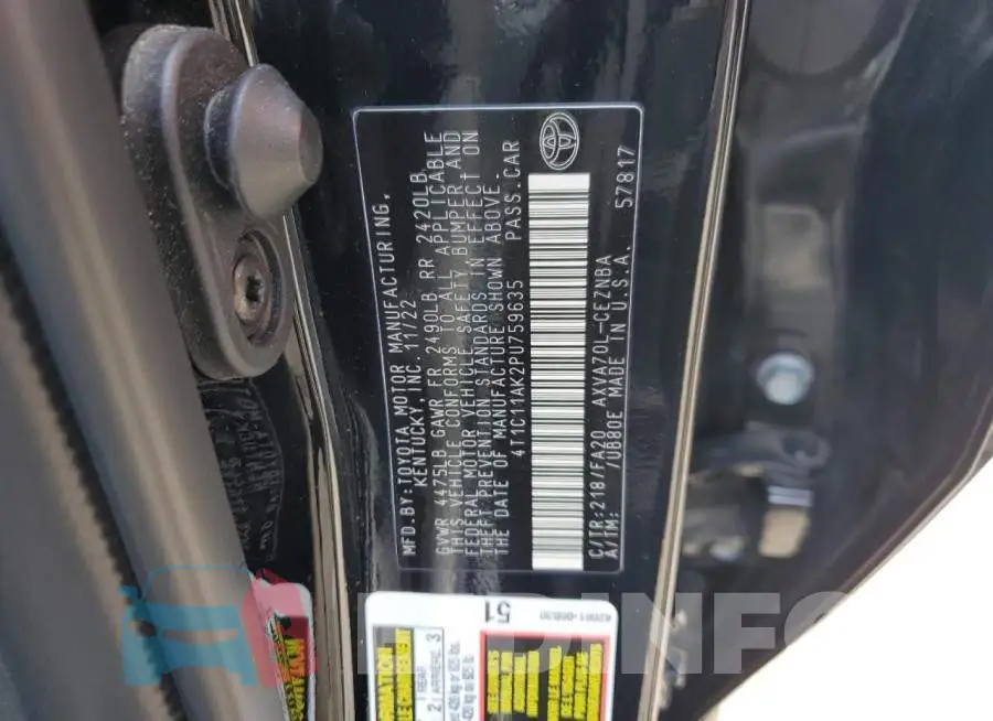 4T1C11AK2PU759635 Photo# 12