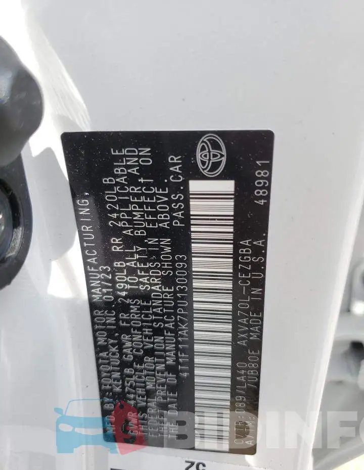 4T1F11AK7PU130093 Photo# 12
