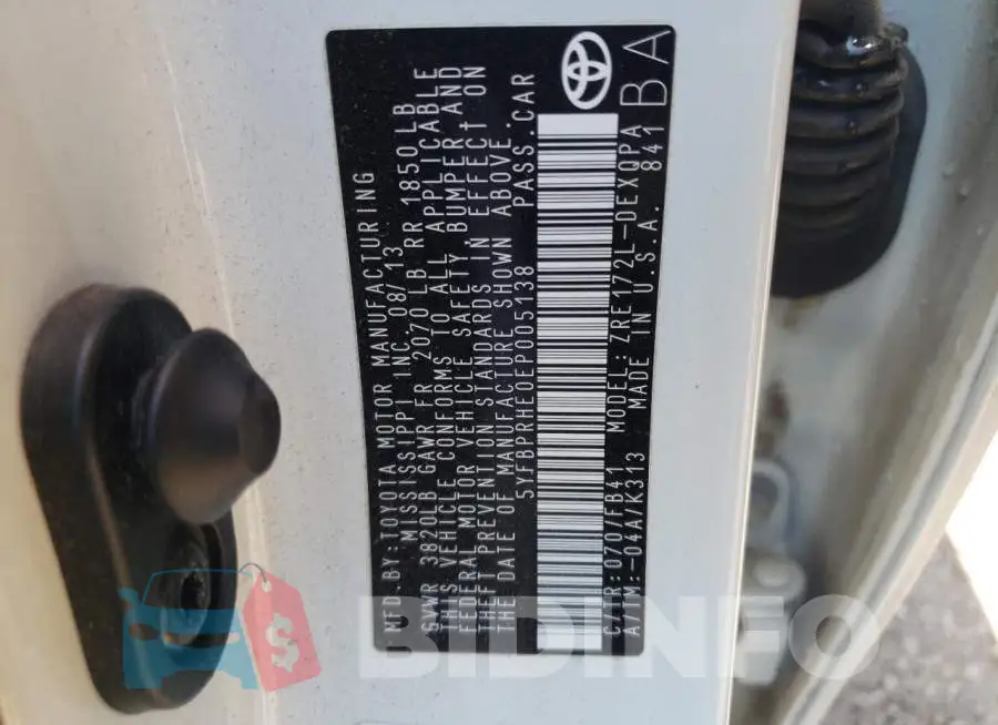 5YFBPRHE0EP005138 Photo# 12