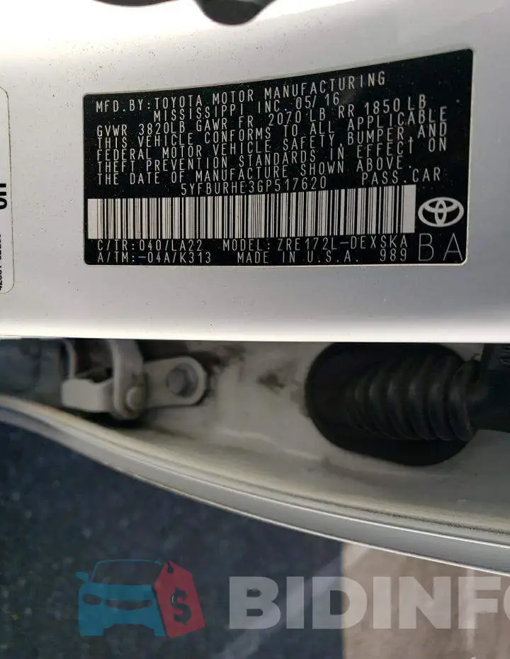 5YFBURHE3GP517620 Photo# 12