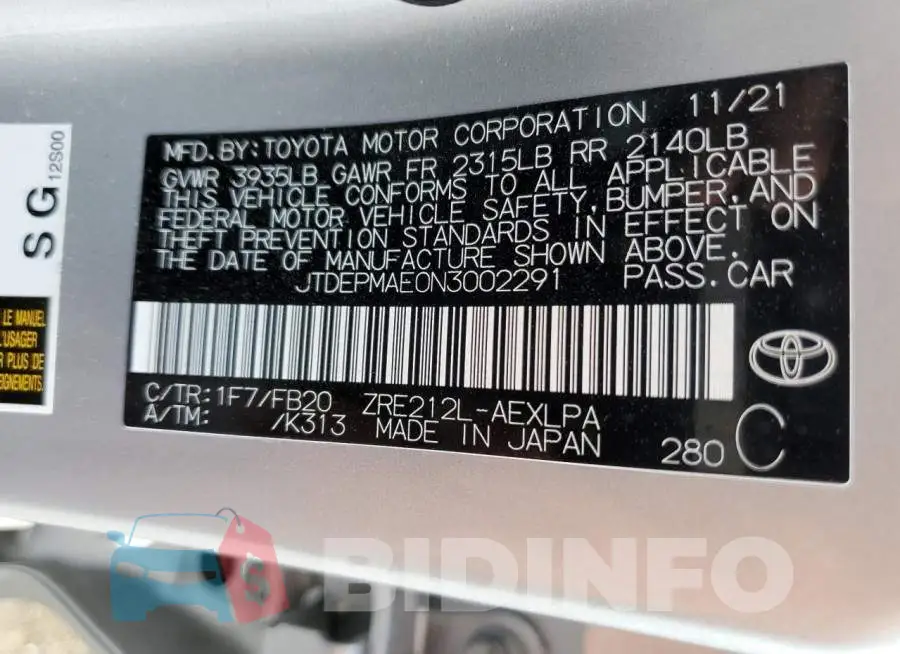 JTDEPMAE0N3002291 Photo# 12