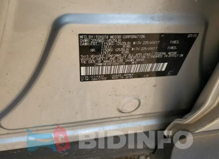 JTMWFREVXFD065716 Photo# 12