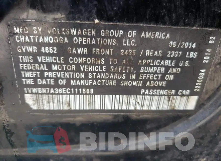 1VWBN7A36EC111568 Photo# 12