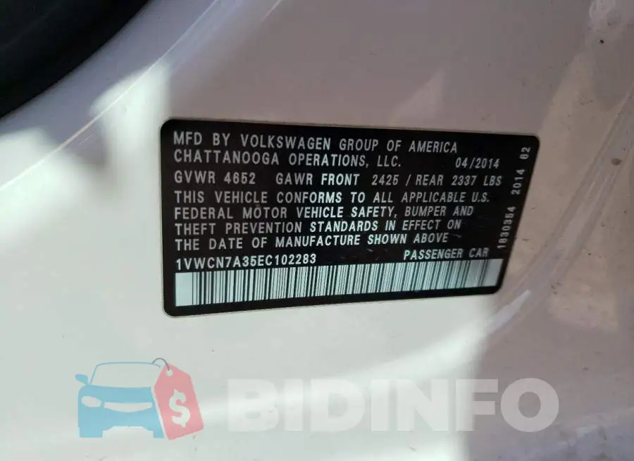 1VWCN7A35EC102283 Photo# 12