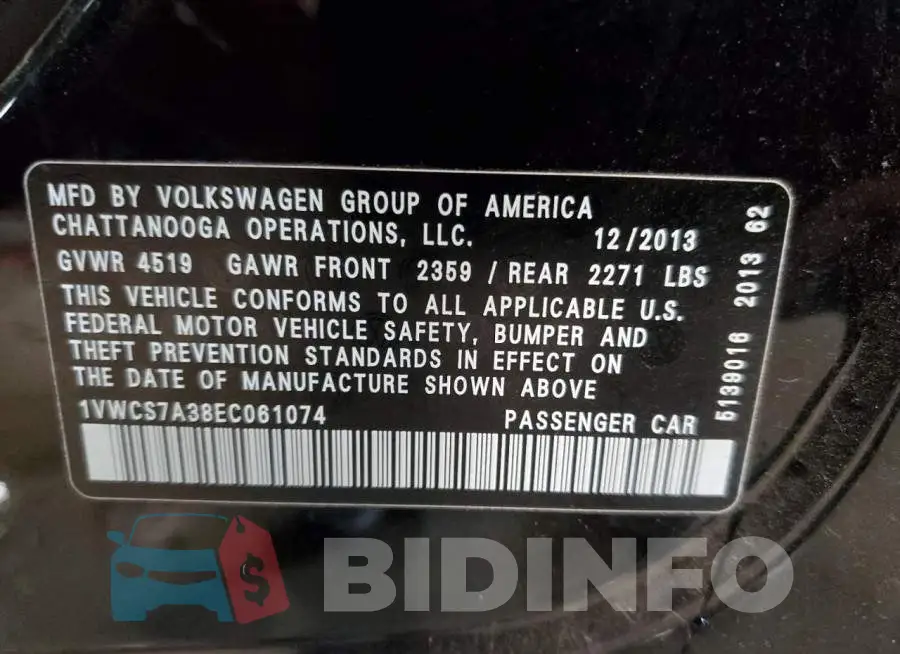 1VWCS7A38EC061074 Photo# 12