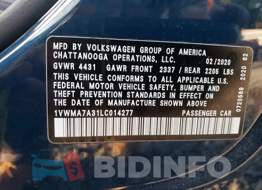 1VWMA7A31LC014277 Photo# 13