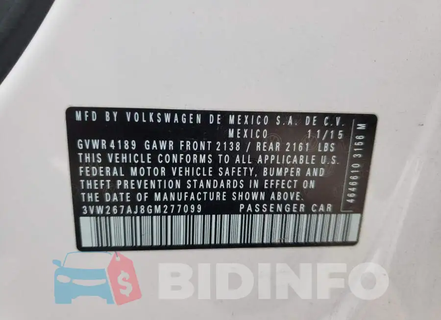 3VW267AJ8GM277099 Photo# 12