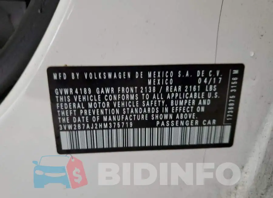 3VW2B7AJ2HM375719 Photo# 12