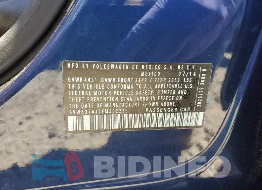 3VW637AJ4EM332235 Photo# 12