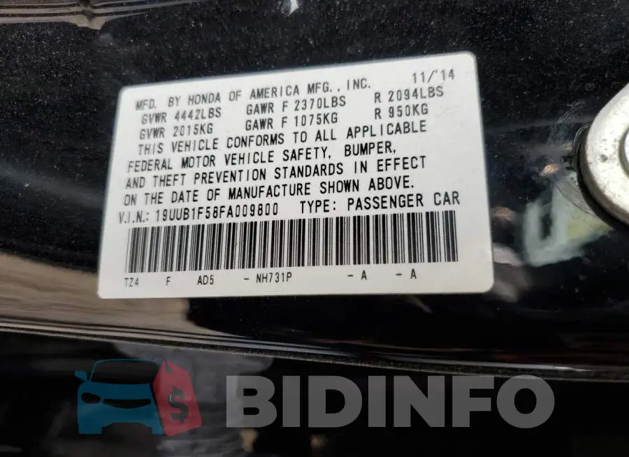 19UUB1F58FA009800 Photo# 13