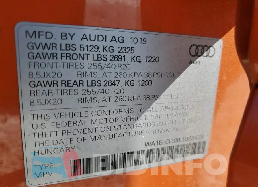 WA1EECF3XL1035678 Photo# 13