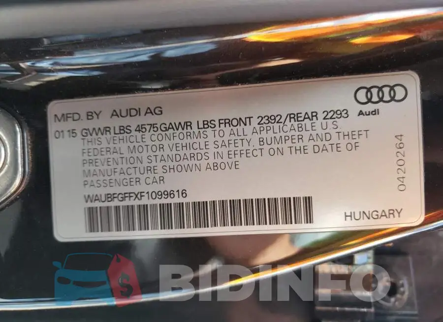 WAUBFGFFXF1099616 Photo# 12