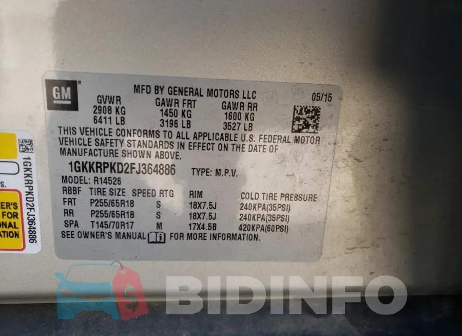 1GKKRPKD2FJ364886 Photo# 14