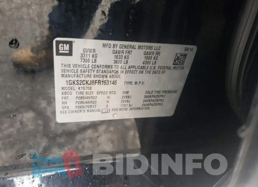 1GKS2CKJ8FR153146 Photo# 10