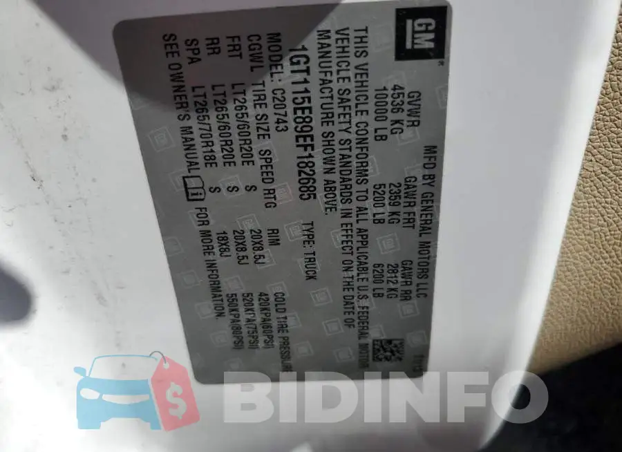1GT115E89EF182685 Photo# 14
