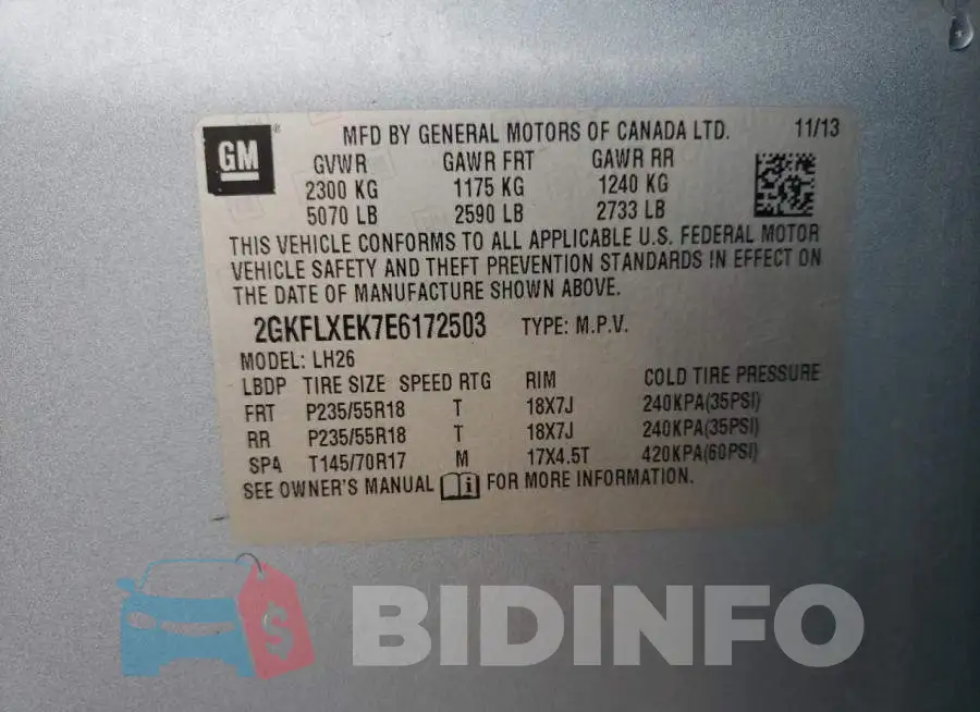 2GKFLXEK7E6172503 Photo# 14