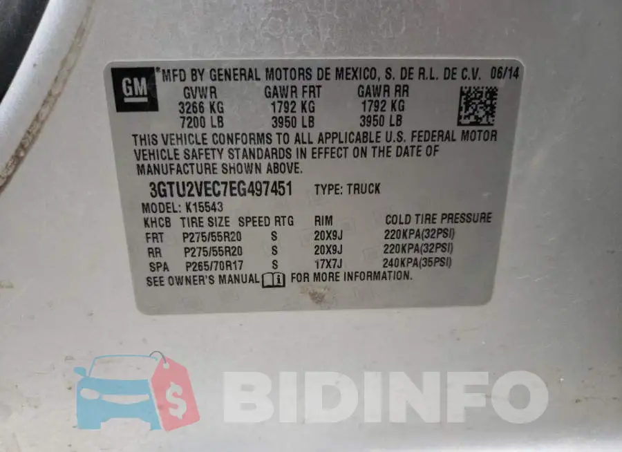 3GTU2VEC7EG497451 Photo# 13