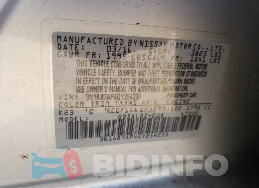 3N1AB7AP4GY254235 Photo# 12