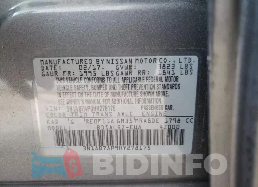 3N1AB7AP9HY278175 Photo# 13